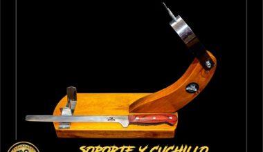 Soporte y Cuchillo Jamonero de Madera Linea Media 1″